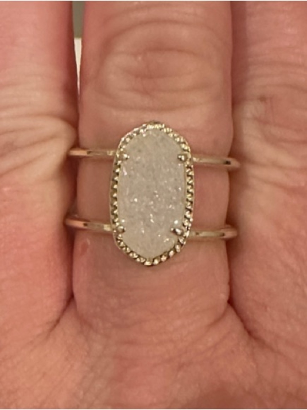 Kendra Scott Gold-Tone White Druzy Double-Band Ring